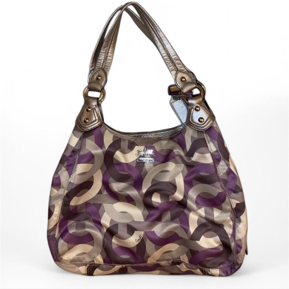 vintage purple and silver coach bag purse